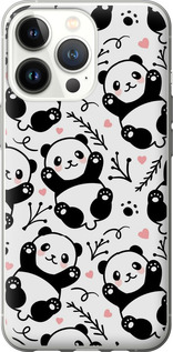Чехол на iPhone 13 Pro Панды 4318t-2372 (Белый)