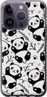 Чехол на iPhone 14 Pro Панды 4318u-2646 (Белый)