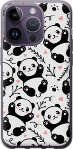 Чехол на iPhone 14 Pro Панды 4318u-2646 (Белый)