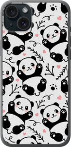 Чехол на iPhone 15 Plus Панды 4318u-3097 (Белый)