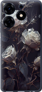 Чехол на Tecno Spark 10 Pro Розы 2 5550u-3022 (Черный)