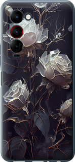 Чехол на Tecno Camon 18 Premier Розы 2 5550u-2652 (Черный)