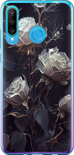 Чехол на Huawei P30 Lite Рози 2 5550u-1651 (Чорний)