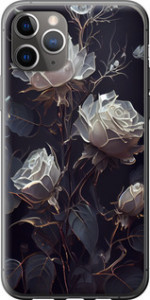 Чехол на iPhone 11 Pro Max Рози 2 5550u-1723 (Чорний)