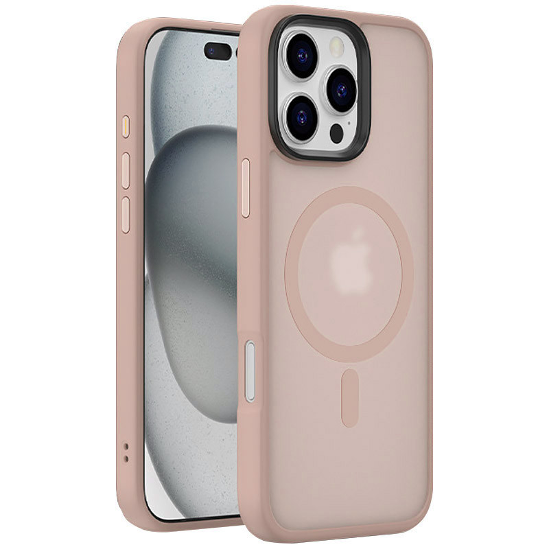 TPU+PC чехол Metal Buttons with  Magnetic Safe Colorful для Apple iPhone 16 Pro (6.3") (Золотой / Gold)