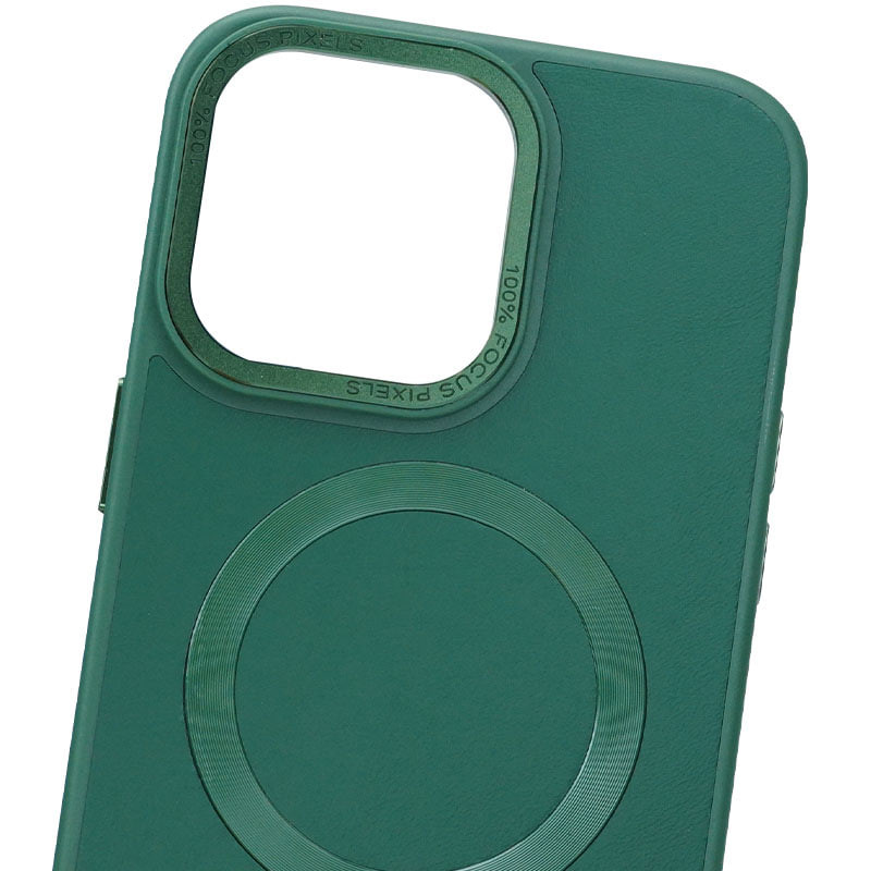 Фото Шкіряний чохол Bonbon Leather Metal Style with Magnetic Safe на Apple iPhone 15 (6.1") (Зелений / Pine green) на vchehle.ua