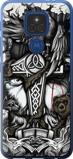 Чехол на Motorola E7 Plus Тату Викинг 4098u-2107 (Серый)