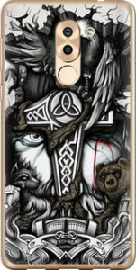Чехол на Huawei Honor 6X Тату Викинг 4098u-460 (Серый) для Huawei Honor 6X
