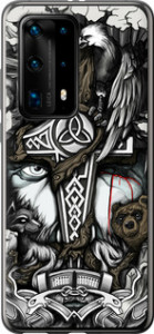 Чехол на Huawei P40 Pro Plus Тату Викинг 4098u-1917 (Сірий)