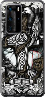 Чехол на Huawei P40 Pro Тату Викинг 4098t-1839 (Сірий)