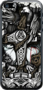 Чехол на iPhone 5 Тату Викинг 4098u-18 (Серый) для iPhone 5