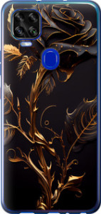 Чехол на ZTE Blade V2020 Роза 3 5552u-2529 (Черный)
