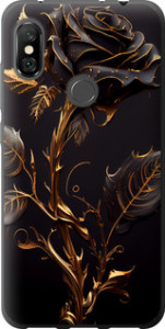 Чехол на Xiaomi Redmi Note 6 Pro Роза 3 5552t-1551 (Черный)