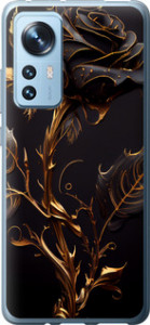Чехол на Xiaomi 12 Роза 3 5552u-2555 (Черный) для Xiaomi 12
