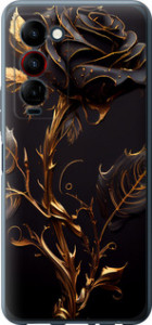 Чехол на Tecno Camon 18 Premier Роза 3 5552u-2652 (Черный)