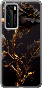 Чехол на Huawei P40 Роза 3 5552u-1840 (Черный)