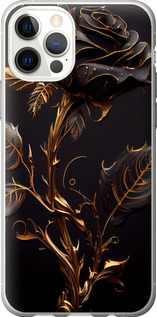 Чехол на iPhone 12 Роза 3 5552t-2053 (Чорний)