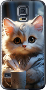 Чехол на Samsung Galaxy S5 Duos SM G900FD White cat 5646t-62