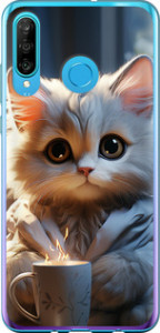 Чехол на Huawei P30 Lite White cat 5646t-1651