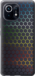 Чехол на Xiaomi Mi 11 Переливающиеся соты 498t-2253 (Черный)
