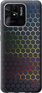 Чехол на Xiaomi Redmi 10C Переливающиеся соты 498u-2591 (Черный)