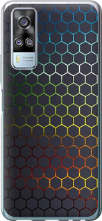 Чехол на Vivo Y51 2020 Переливающиеся соты 498u-2241 (Черный)