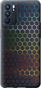 Чехол на Oppo Reno6 5G Переливающиеся соты 498u-2651 (Черный)