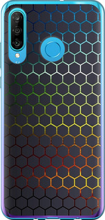 Чохол на Huawei P30 Lite Переливаючі соти 498t-1651 (Чорний)