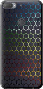 Чехол на HTC Desire 12 Plus Переливающиеся соты 498u-1485 (Черный)