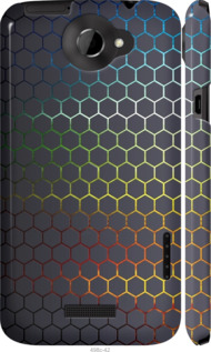 Чехол на HTC One X Переливающиеся соты 498c-42 (Черный)