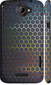 Чехол на HTC One X Переливающиеся соты 498c-42 (Черный)