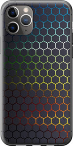 Чехол на iPhone 11 Pro Max Переливающиеся соты 498t-1723 (Черный)