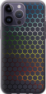 Чехол на iPhone 14 Pro Max Переливающиеся соты 498u-2667 (Черный)