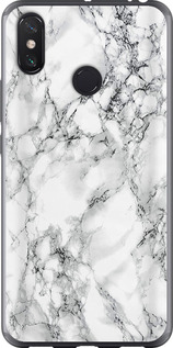 Чехол на Xiaomi Mi Max 3 Мрамор белый 4480t-1534 (Черный)