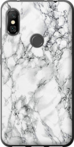 Чехол на Xiaomi Redmi Note 6 Pro Мрамор белый 4480t-1551 (Черный)