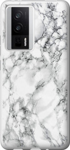Чехол на Xiaomi Redmi K60 Мрамор белый 4480u-2973 (Черный) для Xiaomi Redmi K60
