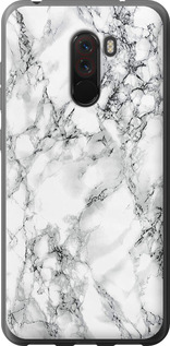 Чехол на Xiaomi Pocophone F1 Мрамор белый 4480t-1556 (Черный)