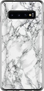 Чехол на Samsung Galaxy S10 Мрамор белый 4480u-1640 (Черный)