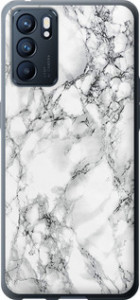 Чехол на Oppo Reno6 5G Мрамор белый 4480u-2651 (Черный)
