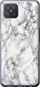 Чехол на Oppo A92S Мрамор белый 4480u-1926 (Черный)