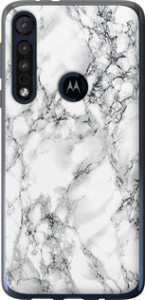 Чехол на Motorola One Macro Мрамор белый 4480u-1812 (Черный)