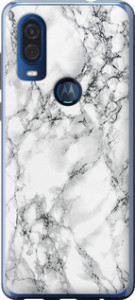 Чехол на Motorola One Vision Мрамор белый 4480u-1782 (Черный)