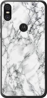 Чехол на Motorola One Мрамор белый 4480t-1589 (Черный)