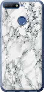 Чехол на Huawei Honor 7C Мрамор белый 4480t-1411 (Черный)