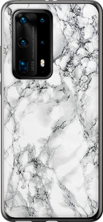 Чехол на Huawei P40 Pro Plus Мрамор белый 4480u-1917 (Черный)