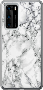Чехол на Huawei P40 Мрамор белый 4480u-1840 (Черный)