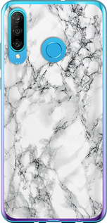 Чохол на Huawei P30 Lite Мрамор білий 4480u-1651 (Чорний)