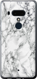 Чехол на HTC U12 Plus Мрамор белый 4480u-1712 (Черный)