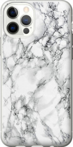 Чохол на iPhone 12 Мрамор білий 4480t-2053 (Чорний)