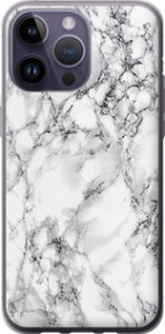 Чехол для iPhone 14 Pro Max Мрамор білий 4480u-2667 (Чорний)
